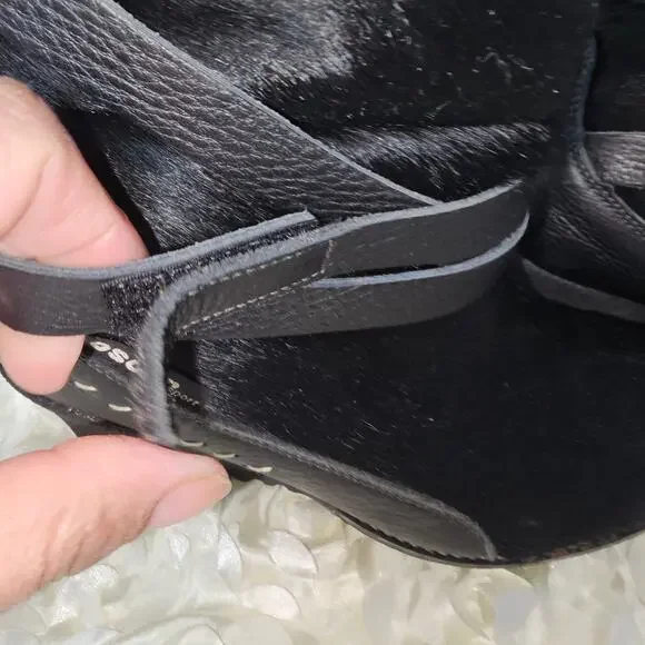 Oscar Sport Black Calf/Pony Hair Winter Snow Boot, Size 37 =6
